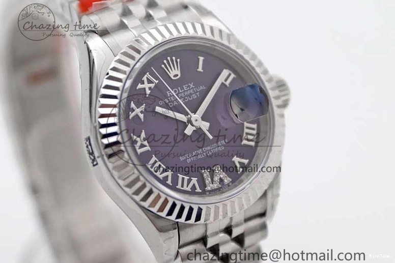 MiroTime 0516 Lady DateJust 28 SS TWF 1:1 Best Edition 904L Steel Purple Dial Roman Markers on President Bracelet NH TravelReady 2172